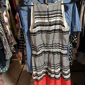 Banana Republic Black and White Striped Asymmetrical Dress